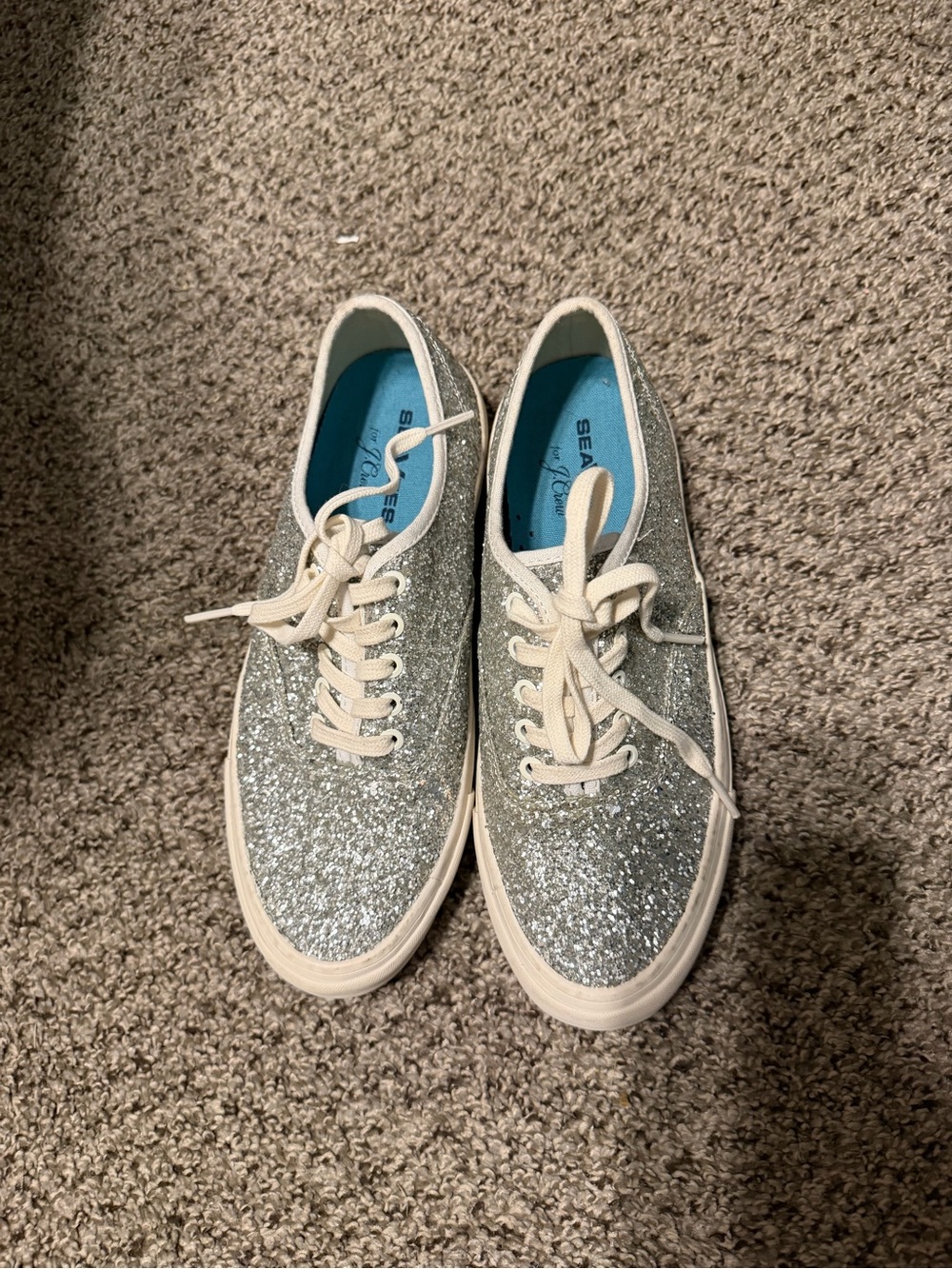 SeaVees Women's Silver Glitter Low-Top Sneakers